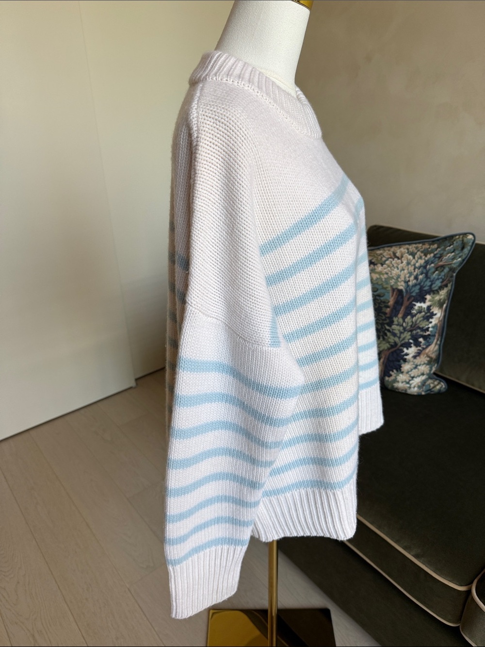 La Ligne Marin Sweater Size XL STRIPED CREAM/PERIWINKLE - Picture 8 of 11